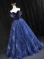 Mode Marineblau Glanz Wildleder Ballkleider 2022 A Linie Off Shoulder Perle Kurze Ärmel Rückenfreies Lange Festliche Kleider