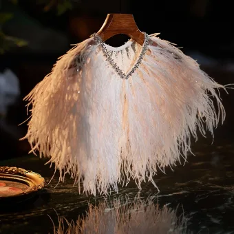 Luxury Gorgeous White Handmade Feather Prom Shawl 2025