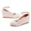 Élégant Blanche Mariage En Dentelle Fleur Chaussure De Mariée 2023 Bride Cheville 5 cm Compensées À Bout Rond Chaussure De Mariée
