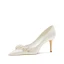 Elegante Weiß Strass Perle Satin Brautschuhe 2024 6 cm Stilettos Spitzschuh Hochzeit Pumps Hochhackige