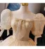 Bling Bling Gold Pailletten Ballkleider 2025 Ballkleid Eckiger Ausschnitt Geschwollenes Kurze Ärmel Rückenfreies Festliche Kleider