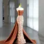 Sexy Caramel Perlage Paillettes Robe De Soirée 2024 Trompette / Sirène Bustier Sans Manches Dos Nu Noeud Tribunal Train Soirée Robe De Ceremonie