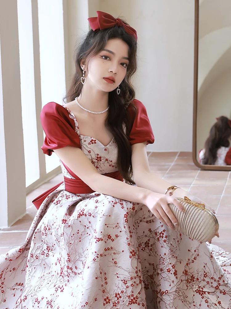 sachin and babi light blue dress Chic Beautiful Burgundy Floral Homecoming Graduation Dresses 2023 A-Line Princess Square