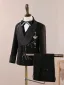 Chinese style Black Rhinestone 6-piece Long Sleeve Boys Wedding Suits 2025 Body Jewellery Coat Pants Shirt Tie Vest