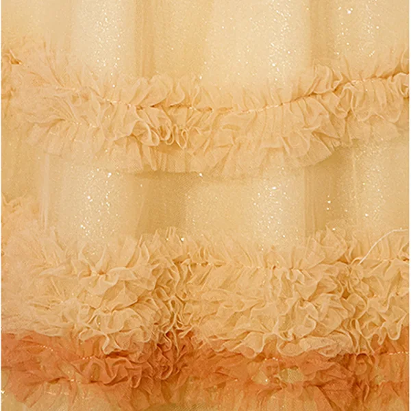 Haut de Gamme Champagne Plissée Robe De Soirée 2023 Princesse Encolure Carrée Manches Courtes Dos Nu Longue Promo Robe De Ceremonie