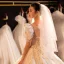 Luxury / Gorgeous Charming Beading Rhinestone Sequins White Wedding Dresses 2023 Ball Gown Scoop Neck Short Sleeve Backless Bow Royal Train Wedding