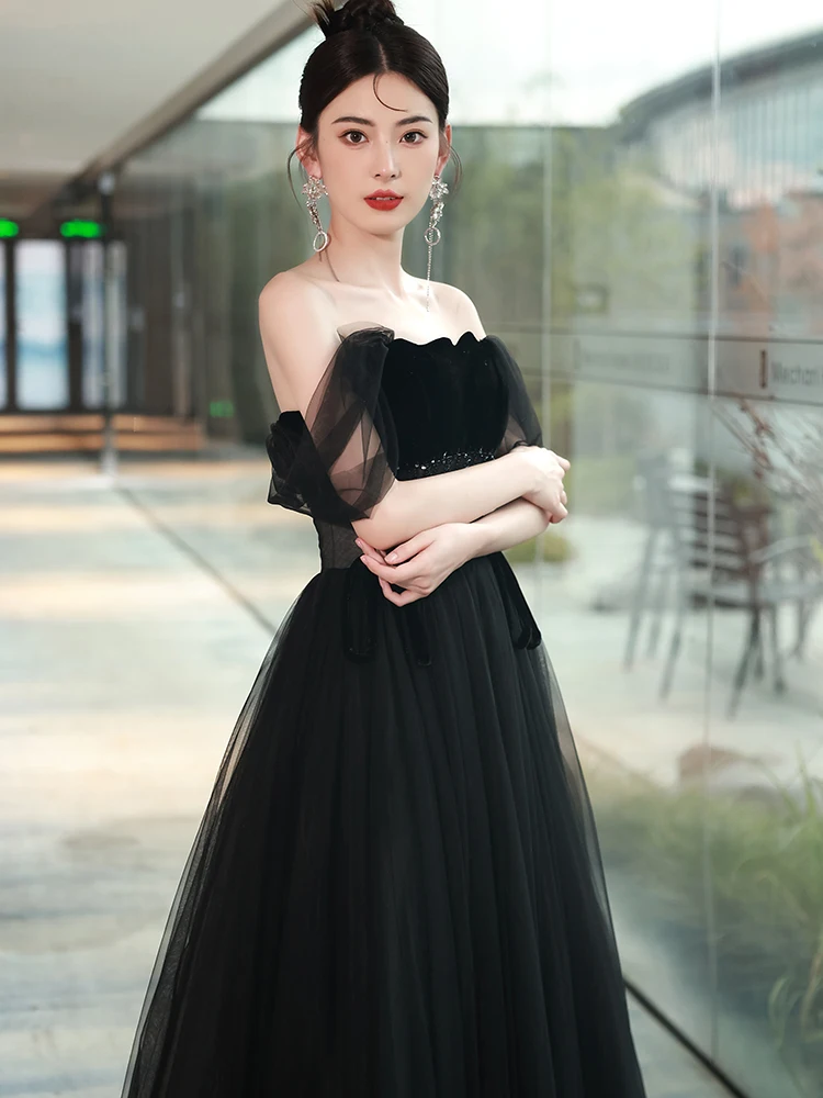 slim fit dress slacks Black Satin A-Line Prom Dresses 2025 with Necklace & Halter Neck – FD5 –  Viniodress main image 1