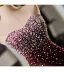 Amazing / Unique Burgundy Pearl Evening Dresses 2025 Trumpet / Mermaid Strapless Sleeveless Backless Sweep Train Evening Party Formal Dresses