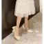 Vintage / Retro Beige Street Wear Womens Shoes 2022 Pearl Ankle Strap Bow 5 cm Thick Heels Square Toe Pumps High Heels