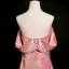 Schöne Rosa Perlenstickerei Applikationen Ballkleider 2025 A Linie Off Shoulder Ärmellos Rückenfreies Sweep / Pinsel Zug Ball Festliche Kleider