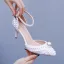 Élégant Blanche Perle Bride Cheville Chaussure De Mariée 2025 7 cm Talons Aiguilles À Bout Pointu Mariage Talons