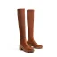 Fashion Brown Fall Winter Street Wear Sock Boots 2023 6 cm Thick Heels Round Toe Womens Boots