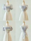 Chic / Beautiful Grey Beading Bridesmaid Dresses 2023 A-Line / Princess Short Sleeve Backless Floor-Length / Long Bridesmaid Dresses