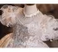 Bling Bling Champagne Beading Pearl Rhinestone Birthday Flower Girl Dresses 2025 Ball Gown Off-The-Shoulder Short Sleeve Backless Floor-Length / Long