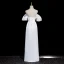 Vintage Schlicht Weiß Satin Asymmetrisch Ballkleider 2023 Off Shoulder Kurze Ärmel Rückenfreies Ball Festliche Kleider