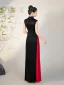 Chinese style Black Split Front Evening Party Cheongsam 2025 Trumpet / Mermaid High Neck Sleeveless Floor-Length / Long Cheongsam / Qipao