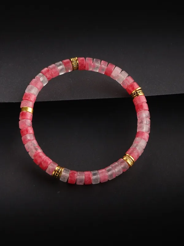 Charmant Dégradé De Couleur Rougissant Rose Fleur De Cerisier Fait main Cristal Naturel Bracelets Accessorize 2026
