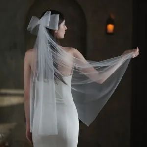Simple Blanche Noeud 1 M Voile De Mariée 2025 Tulle