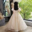 Chic / Beautiful Champagne Star Sequins Birthday Flower Girl Dresses 2023 A-Line / Princess V-Neck Puffy Short Sleeve Floor-Length / Long Flower Girl Dresses