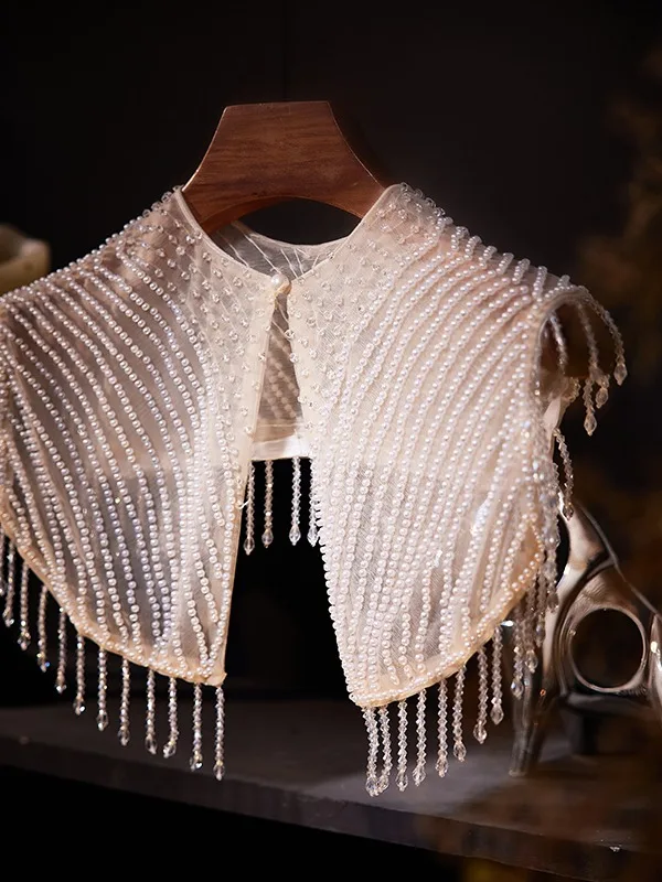 Moda Białe Perła Wykonany Ręcznie Frezowanie Kutas szal 2025