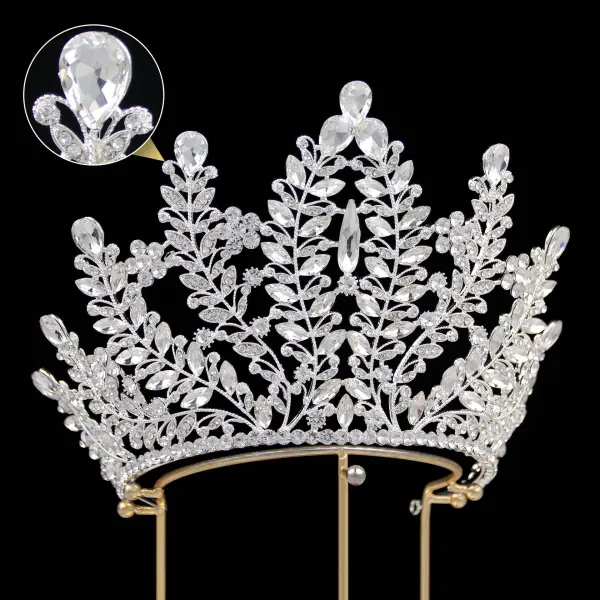 Bling Bling Silver Rhinestone Alloy Bridal Hair Accessories Tiara 2024 Wedding Accessories