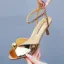 Sexy Gold Evening Party Womens Sandals 2024 Ankle Strap 6 cm Stiletto Heels Open / Peep Toe Sandals High Heels