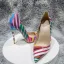 Unusual Multi-Colors Stripe Prom Pumps 2023 Patent Leather 12 cm Stiletto Heels Pointed Toe Pumps High Heels