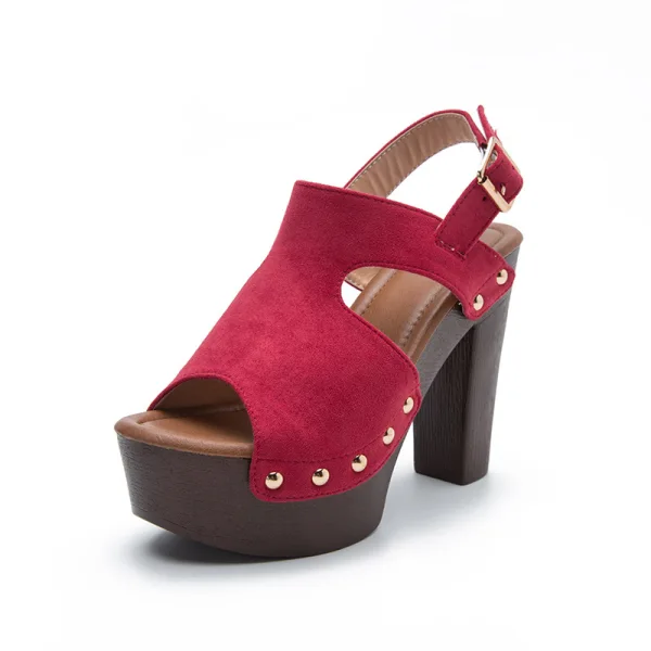 Chic / Beautiful Black Summer Suede Womens Sandals 2022 Street Wear 12 cm Thick Heels Open / Peep Toe Sandals High Heels