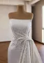 Vintage / Retro High-end White Handmade  Pearl Rhinestone Satin Wedding Dresses 2026 Trumpet / Mermaid Strapless Sleeveless Backless Sweep Train