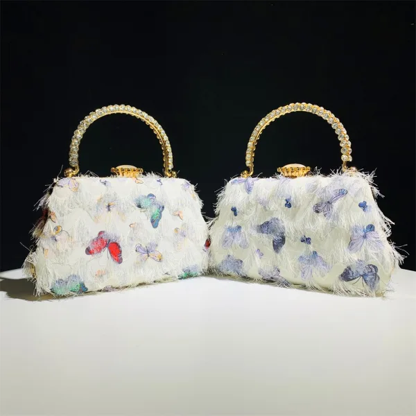 Fashion Ocean Blue Butterfly Tassel Prom Handbag 2025 Clutch Bags