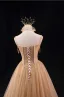 Amazing / Unique Khaki Beading Prom Dresses 2025 A-Line / Princess Spaghetti Straps Sleeveless Backless Floor-Length / Long Prom Formal Dresses
