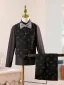 Noire 5 pièces Manches Longues Anniversaire Costume Garçon Mariage 2026 Manteau Pantalon Chemise Cravate Gilet