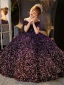 Sparkly Purple Sequins Birthday Flower Girl Dresses 2024 Ball Gown Scoop Neck Short Sleeve Backless Floor-Length / Long
