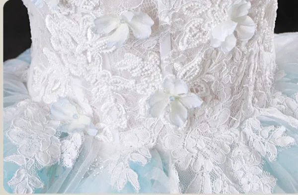Charmant Blanche Perlage Perle En Dentelle Fleur Appliques Robe De Bal 2025 Robe Boule Bustier Sans Manches Dos Nu Longue Robe De Ceremonie