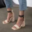 Sexy Braun Abend Sandalen Damen 2022 Metall Knöchelriemen 10 cm Thick Heels Peeptoes Sandaletten Hochhackige