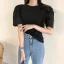 White Pierced Solid Color Cotton Scoop Neck Street Wear Summer Short Sleeve Fashion 2021 Women's Tops