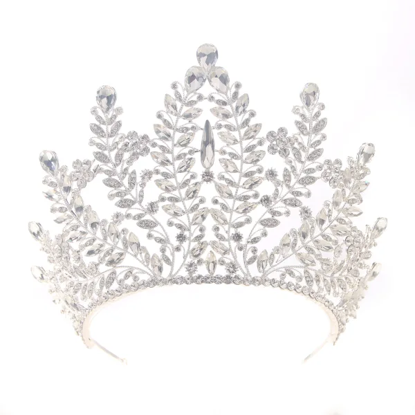 Bling Bling Silver Rhinestone Alloy Bridal Hair Accessories Tiara 2024 Wedding Accessories
