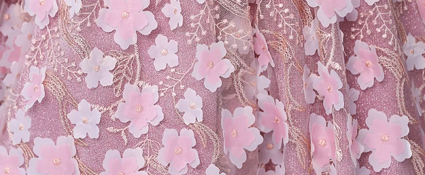 Lovely Candy Pink Glitter Lace Flower Appliques Flower Girl Dresses 2024 Ball Gown Birthday Scoop Neck Puffy Short Sleeve Floor-Length / Long