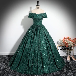 Vintage Retro Dark Green Beading Sequins Prom Dresses 2024 Ball Gown Off The Shoulder Sleeveless Backless Floor Length Long Prom Formal Dresses