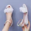 Schöne Weiß Applikationen Brautschuhe 2024 Knöchelriemen 6 cm Keilabsatz Peeptoes Hochzeit Sandaletten Hochhackige
