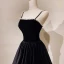 Élégant Noire Daim Perle Robe De Bal 2022 Princesse Bretelles Spaghetti Sans Manches Dos Nu Longue Promo Robe De Ceremonie
