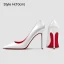 Sexy White Evening Party Patent Leather Pumps 2023 Leather 12 cm Stiletto Heels Pointed Toe Pumps High Heels