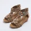 Fashion Summer Beige Street Wear Womens Sandals 2022 Flower Rhinestone T-Strap 5 cm Wedges Open / Peep Toe Sandals