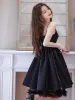 Sexy Summer Black Short Party Dresses 2023 A-Line / Princess Spaghetti Straps Sleeveless Backless Cocktail Party Evening Party Formal Dresses
