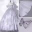 Chic / Beautiful Grey Butterfly Prom Dresses 2022 Ball Gown Off-The-Shoulder Short Sleeve Backless Floor-Length / Long Prom Formal Dresses
