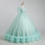 Elegant Sage Green Beading Pearl Sequins Prom Dresses Ball Gown 2023 Off-The-Shoulder Short Sleeve Backless Floor-Length / Long Prom Formal Dresses