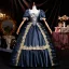 Vintage / Retro Medieval Navy Blue Lace Flower Rhinestone Sequins Prom Dresses 2026 Ball Gown Square Neckline Short Sleeve Floor-Length / Long Prom Formal Dresses