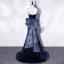 Sexy Bleu Marine Daim Robe De Fete 2022 Trompette / Sirène Faux Diamant Bretelles Spaghetti Sans Manches Dos Nu Noeud Soirée Cocktail Tribunal Train Robe De Ceremonie