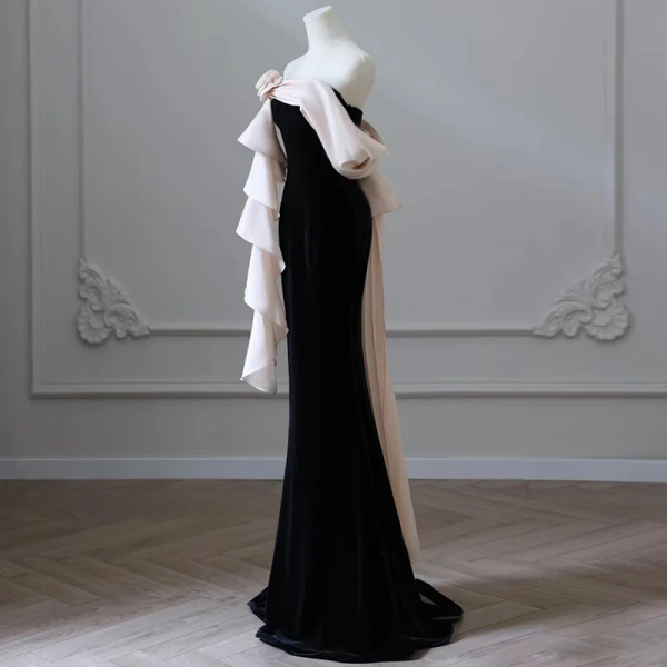 Sexy Black Evening Dresses 2024 Trumpet / Mermaid Strapless Sleeveless Backless Floor-Length / Long Evening Party Formal Dresses Sexy Black Evening Dresses 2024 Trumpet / Mermaid Strapless Sleeveless Backless Floor-Length / Long Evening Party Formal Dresses