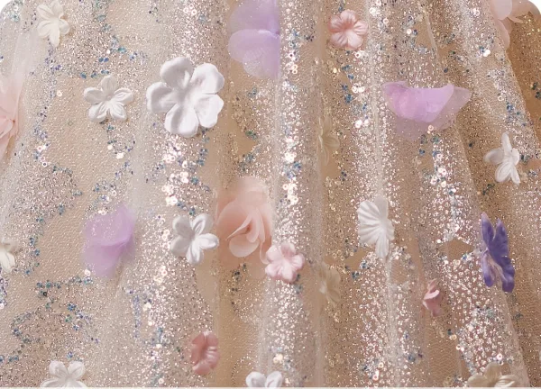 Flower Fairy Bling Bling Champagne Sequins Appliques Prom Dresses 2025 A-Line / Princess Strapless Sleeveless Backless Floor-Length / Long Formal Dresses